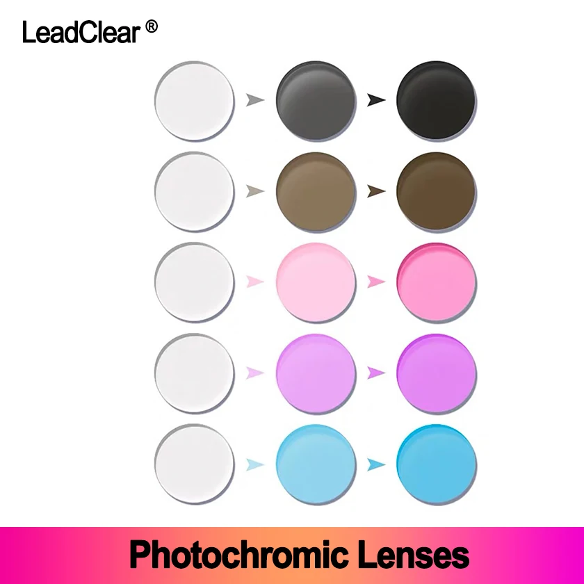 LeadClear Vision Correction Photochromic Optical Prescription Lenses Spectacle Frame Lenses Aspheric Myopia Light-Sensitive Lens