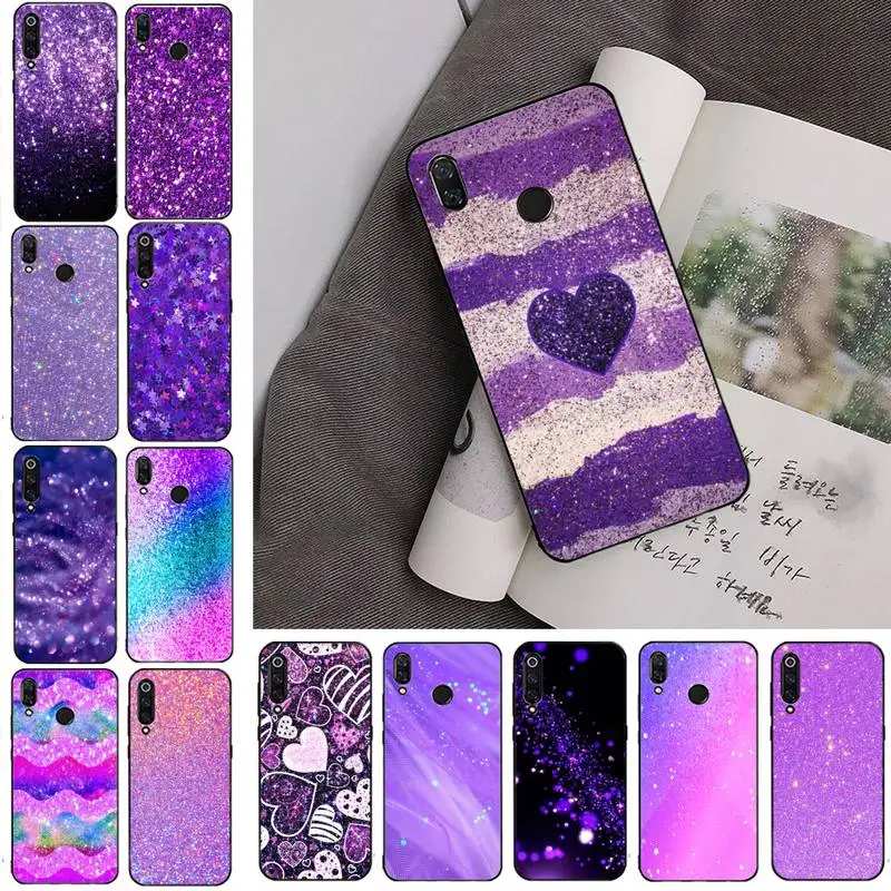 

Love Purple Glitter wave Phone Case For Redmi note 8Pro 8T 9 Redmi note 6pro 7 7A 6 6A 8 5plus note 9 pro case