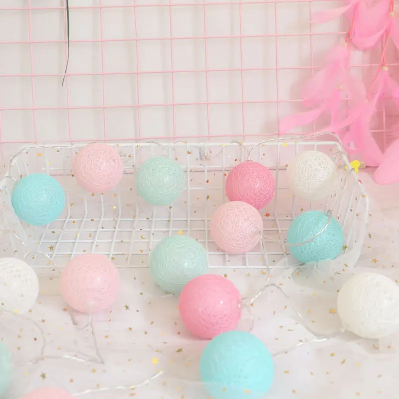 

Cotton Ball led Light string Holiday Lights Kids Play Tents Hanging Decoration Lamp Christmas Wedding Decorative Lantern 1.5/3m