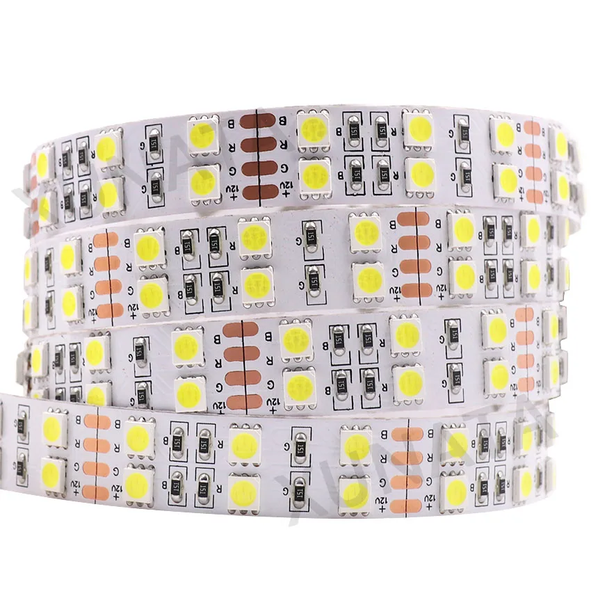 White 5 м DC 12 В Светодиодная лента SMD5050 120 светодиодный s/m светодиодный водонепроницаемый двухрядный RGB Светодиодная лента гибкая светодиодная лента для украшения дома - Испускаемый цвет: White