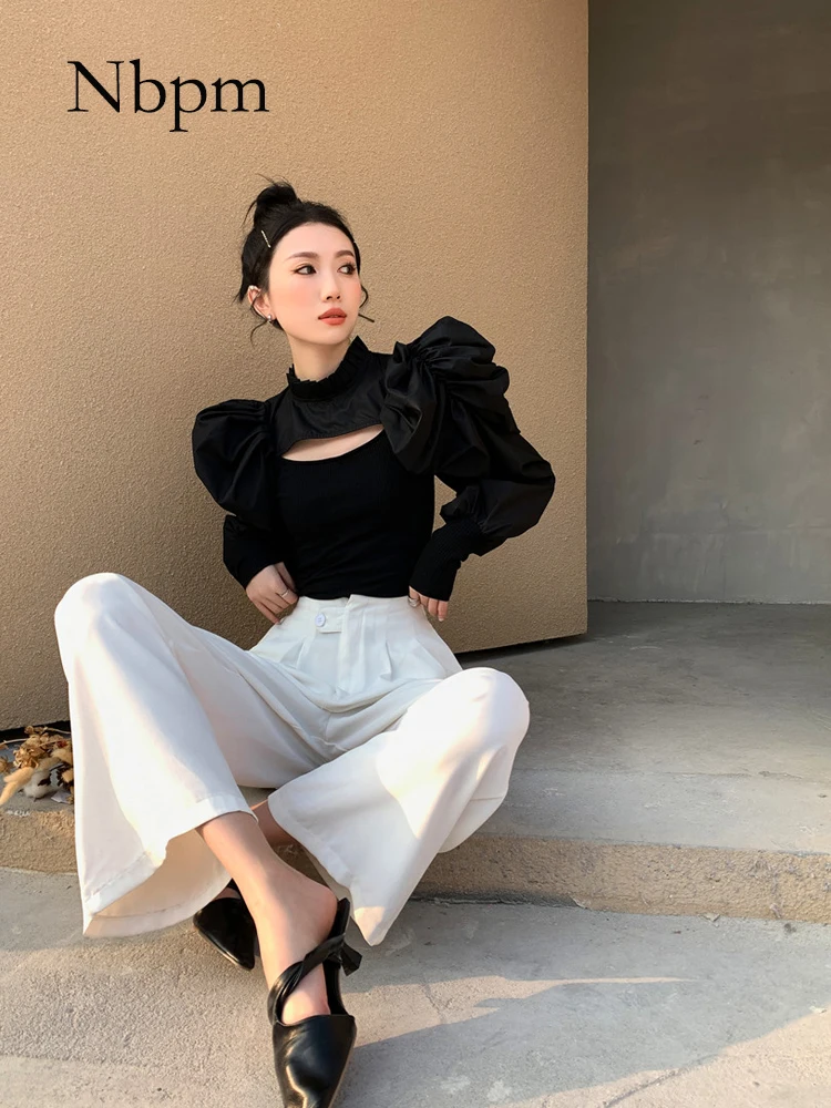 

Nbpm Women Blouses Elegant Long Sleeve Retro Style Business Party Office Ladies 2021 New Spring Summer Versatile Chic