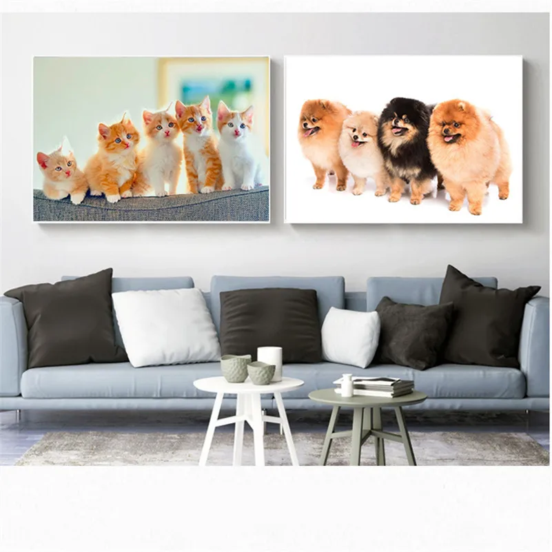 Картина на холсте Забавные милые животные кошки собаки настенные картины для