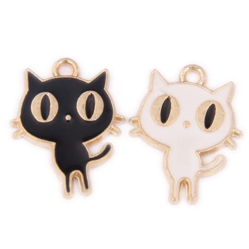 

10pcs Enamel Cute Q Cat Charms Pendant for Jewelry Making Supplies Alloy Metal Drop Oil Findings for Necklace Bracelet