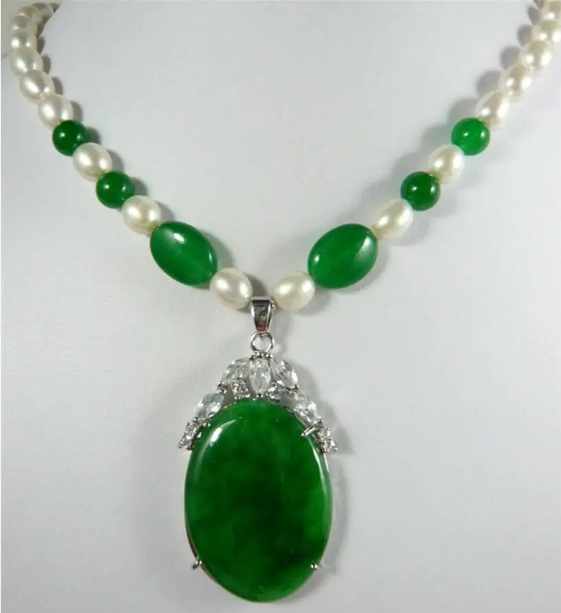 

Модный дизайн красивый белый жемчужный & зеленого нефрита и Нефритовой подвеской Цепочки и ожерелья