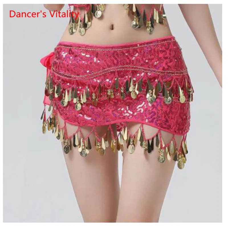 

New Arrival Accessories For Dancewear With Sequins And Fringe, Elastic Mesh Ruffles, Women's Belts For Belly Dance, Scarf