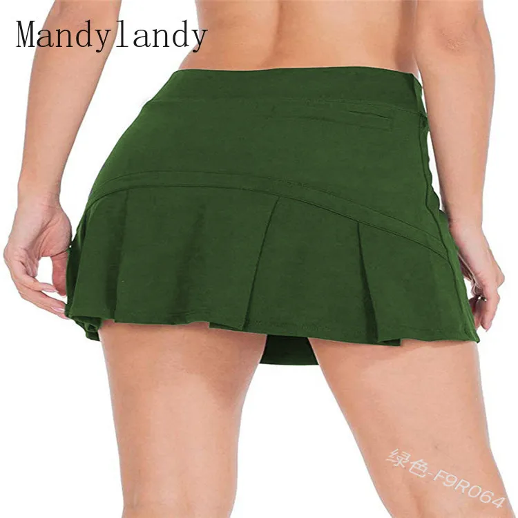 

Mandylandy Skirt Summer Fashion High Waist Slim Pocket Mini Skirt Women's Casual Solid Color Pleated Skirt