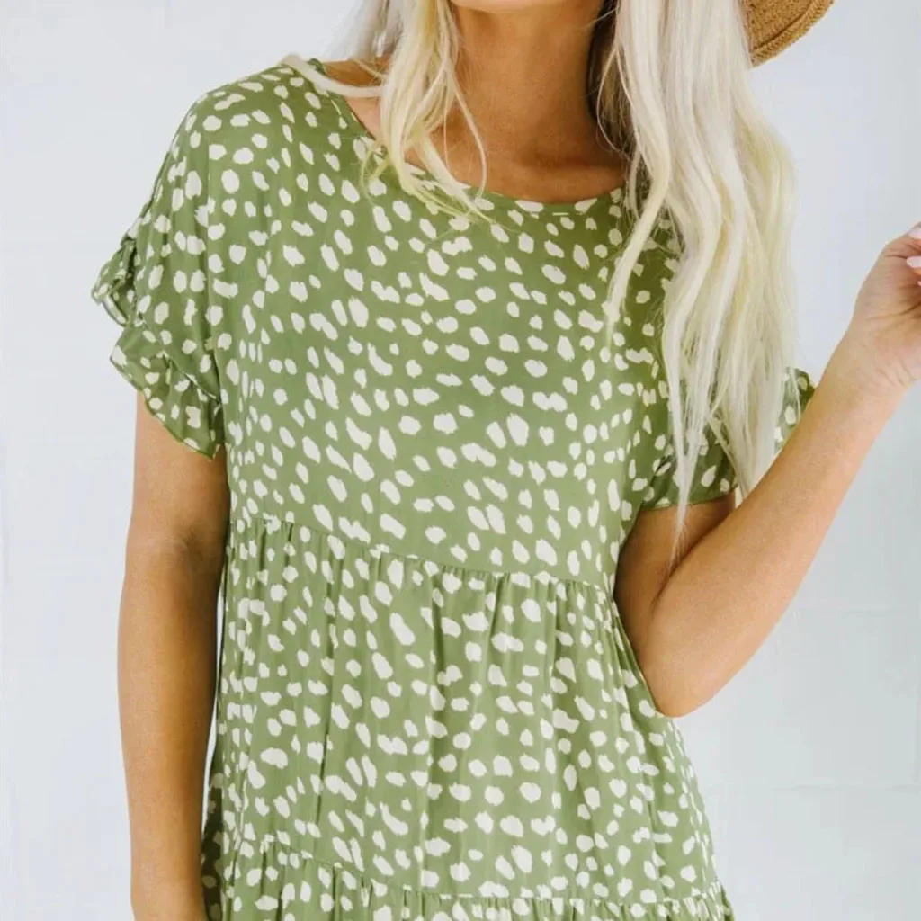 Женское мини-платье Vestiti элегантное платье с круглым вырезом и короткими