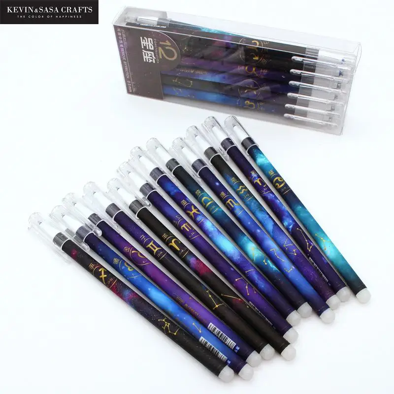 

12pcs/lot Constellation Erasable Gel Pen 0.5mm Starry Black Ink Pen For Girl Gift Student Stationery School Office Supplies