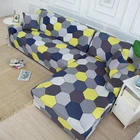 Комплект эластичных покрытий для дивана, геометрический секционный L-образный эластичный протектор для мебели из полиэстера, с защитой от пыли, для гостиной