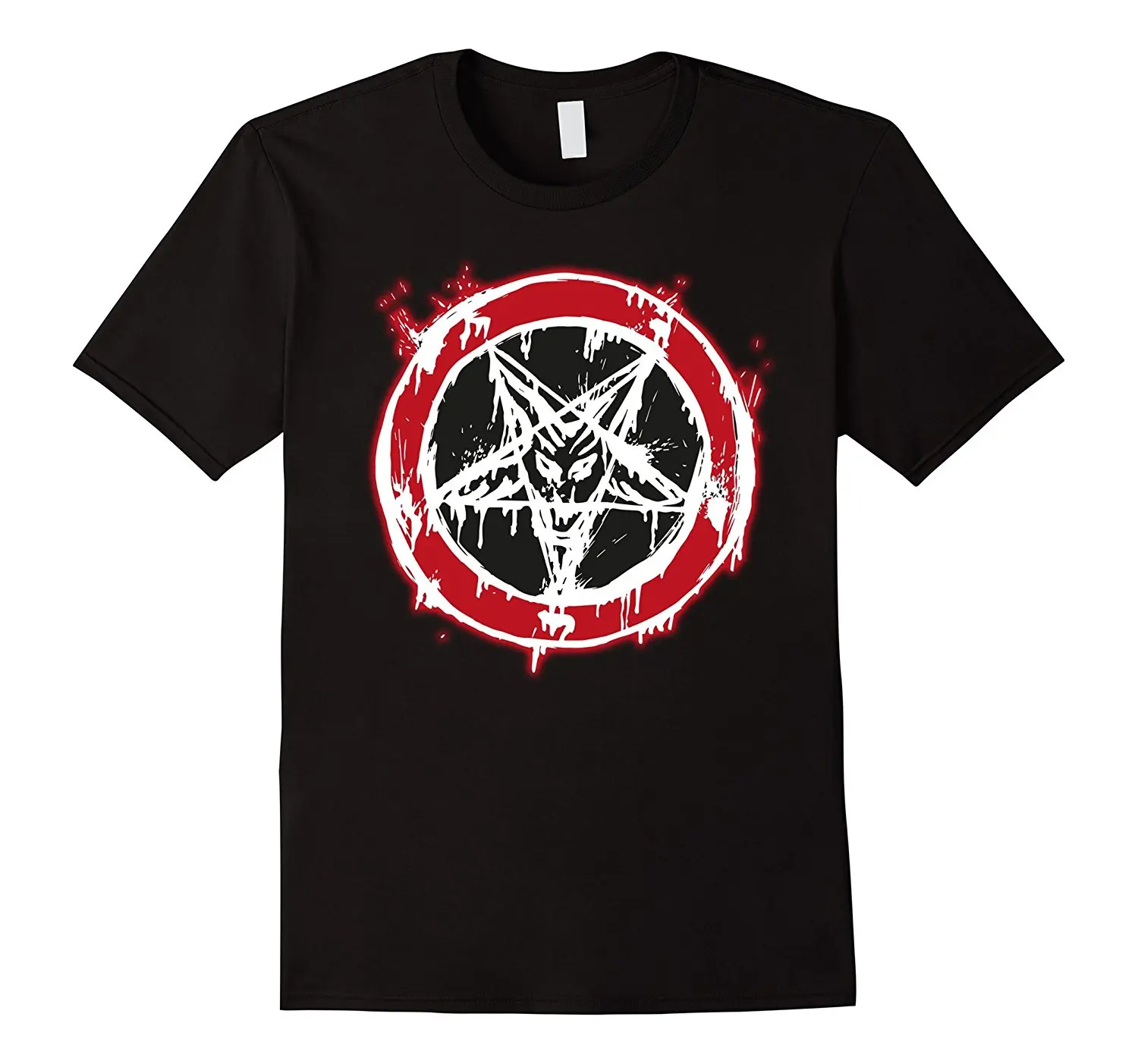 

Pentagram Blood 666 Goat Head Satan Baphomet T-Shirt. Summer Cotton Short Sleeve O-Neck Mens T Shirt New S-3XL
