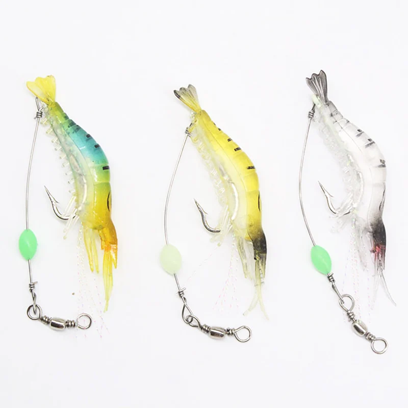 

1PC Hot Sale New 9cm 6g Luminous Bead Shrimp Silicon Soft Artificial Bait with Hooks Swivels Rigs Fishing Tackle Fast Delivery