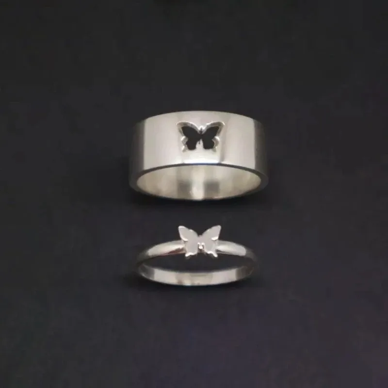 

1pcs Alloy Butterfly Ring High Quality Couple Rings For Women Men Lovers Wedding Birthday Jewelry Gift