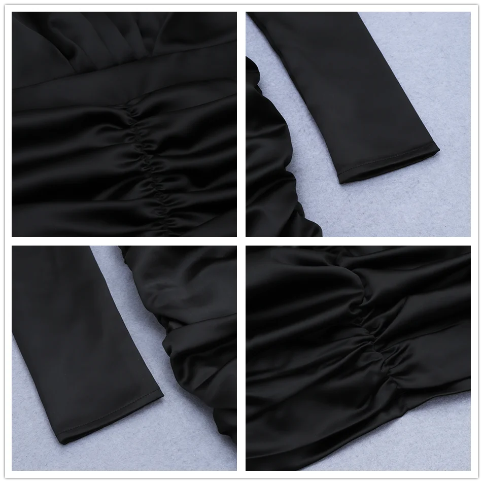 

Ailigou High Quality New Ladies Sexy Deep V-Neck Full-Sleeve Belt Bowknot Mini Bandage Dress 2021 Female Nightclub Party Dress