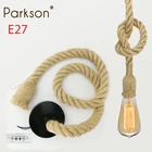 Винтажные подвесные светильники E27 в стиле ретро, лампа из пеньковой веревки с одной и двумя головками, в стиле индастриал, в американском стиле лофт, украшение для гостиной