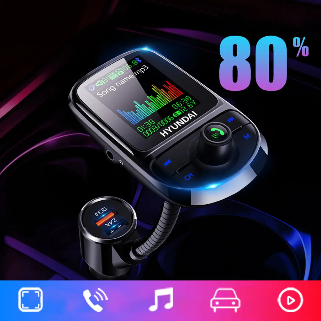 Автомобильный fm-передатчик Bluetooth MP3 музыкальный плеер аудио приемник двойной USB QC 3,0 зарядное устройство U дисковый считыватель 1,8 дюймов дисплей громкой связи