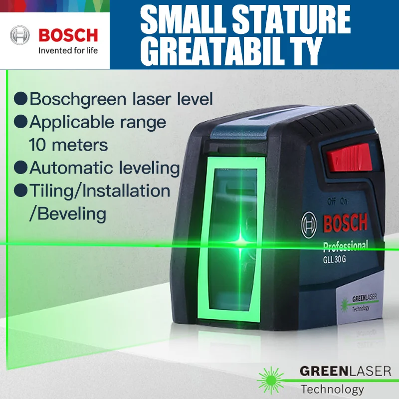 Лазерный уровень Bosch GLL30G нивелир с двумя горизонтальными и вертикальными линиями