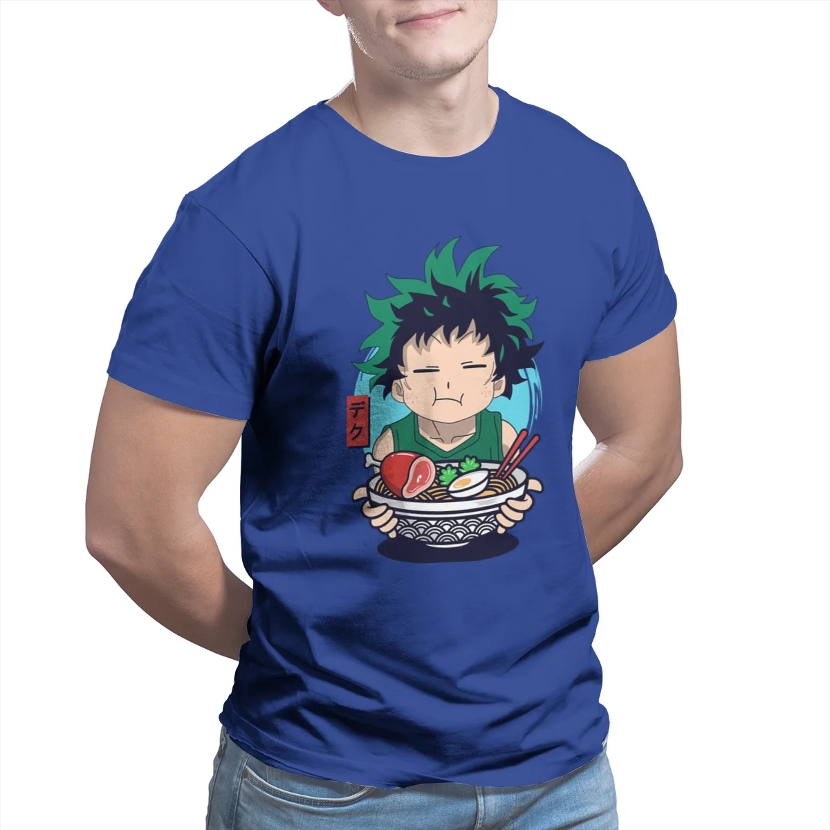 

My Hero Academia Deku Ramen And Noodles Favorite 100% Cotton Punk Graphic Oversized Retro T-shirts Mens Clothes 31458