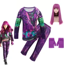 Descendants 3 Girls Clothes Halloween Costumes for Kids Evie Mal Audrey Cosplay Children Long Sleeve Tops + Pants Clothing Sets