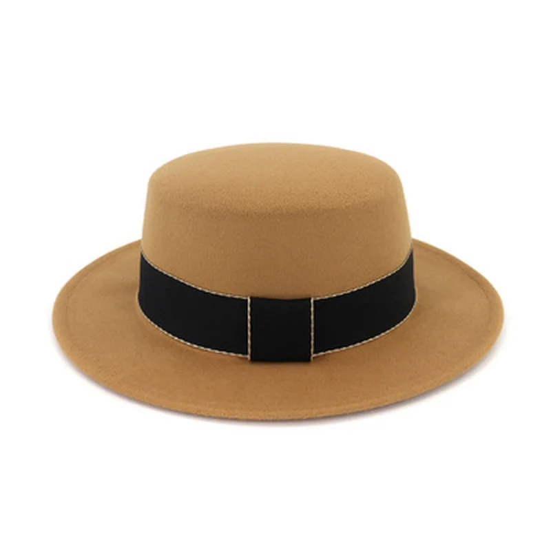 

Шляпы женские однотонные с широкими полями, элегантная фетровая шляпа цвета хаки и верблюда, с плоским верхом, в винтажном стиле, деловые, дл...