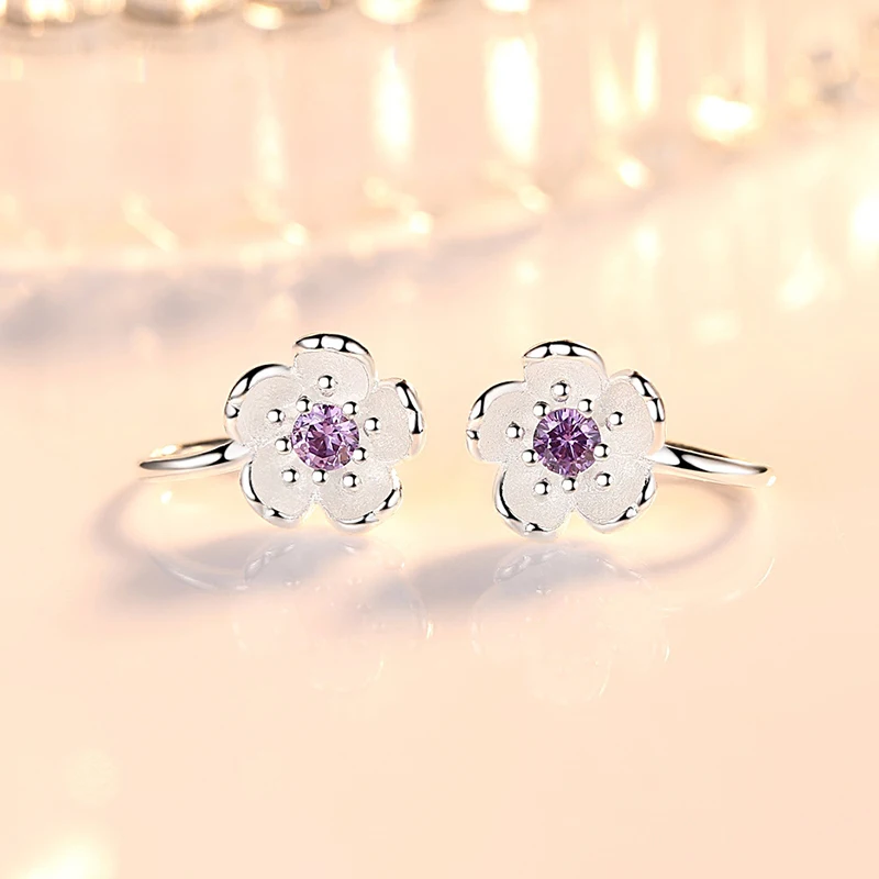 Простые Модные серьги из стерлингового серебра 925 пробы с вишневым цветком