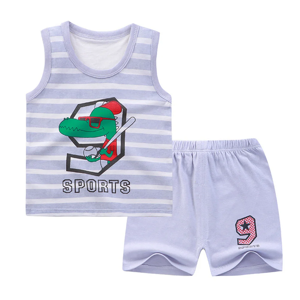 

Baby suit summer cartoon pattern sleeveless vest and shorts two-piece vest suit for boys and girls casual hot sale