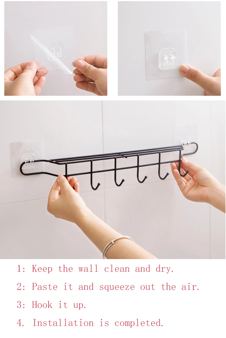 

Wrought iron Seamless Installation of Kitchen Storage Rack Hook Kitchen Knife Holder Hook Waterproof and Moisture-proof Hook