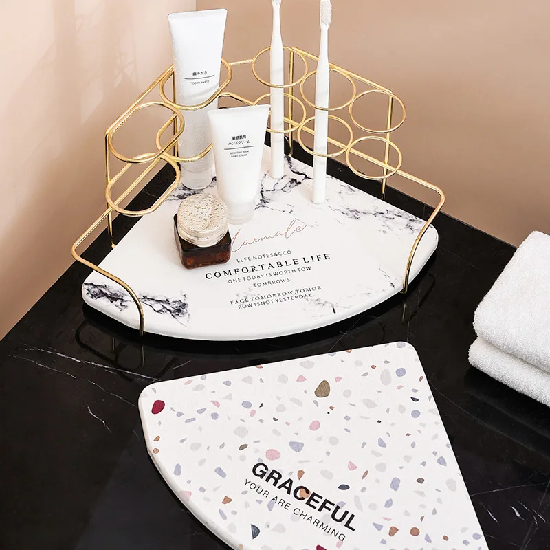 Ванная комната Настольный Мрамор Зубная щётка Железный держатель для хранения