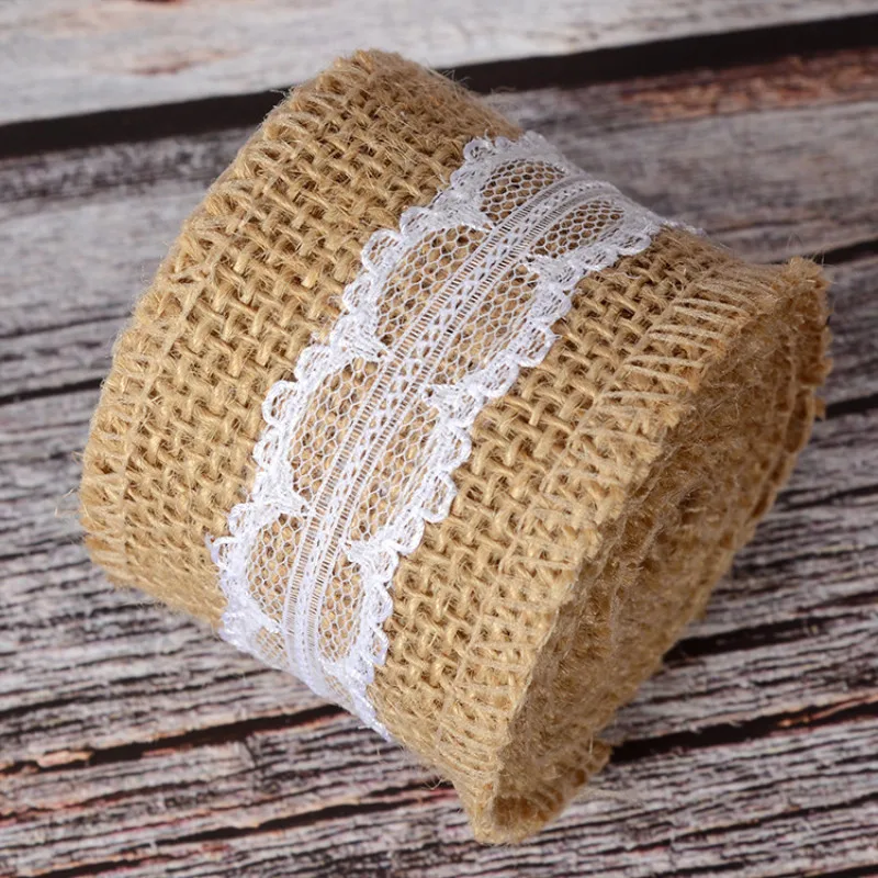 

JOJO BOWS 50mm 2m Burlap Ribbon Roll Sisal Lace Jute Hessian Vintage Wedding Accessories Rustic Wedding Event Birthday Party