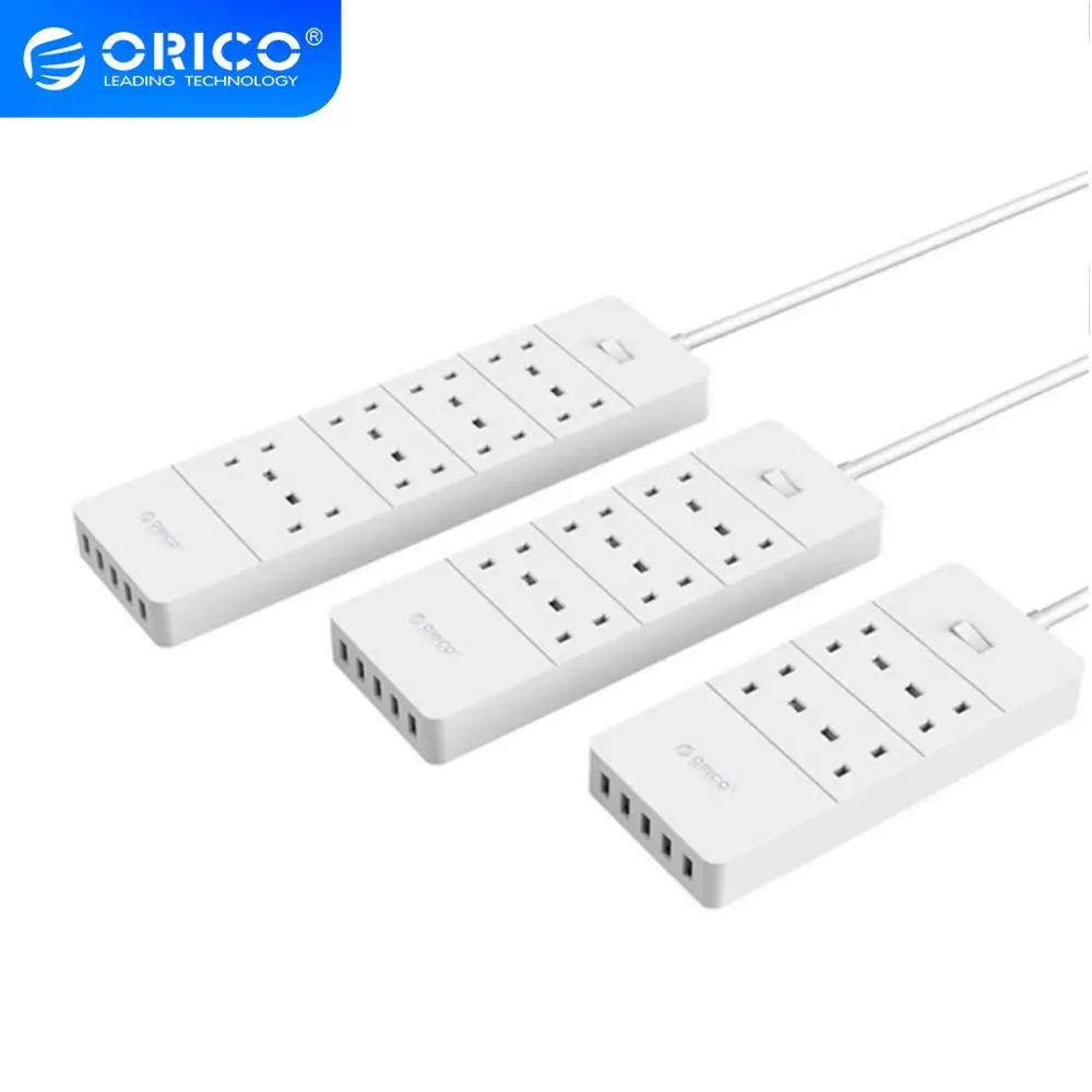 ORICO 4 AC Outlet Защита от перенапряжения с 5 USB зарядным портом и 1 QC2.0 стандарт США