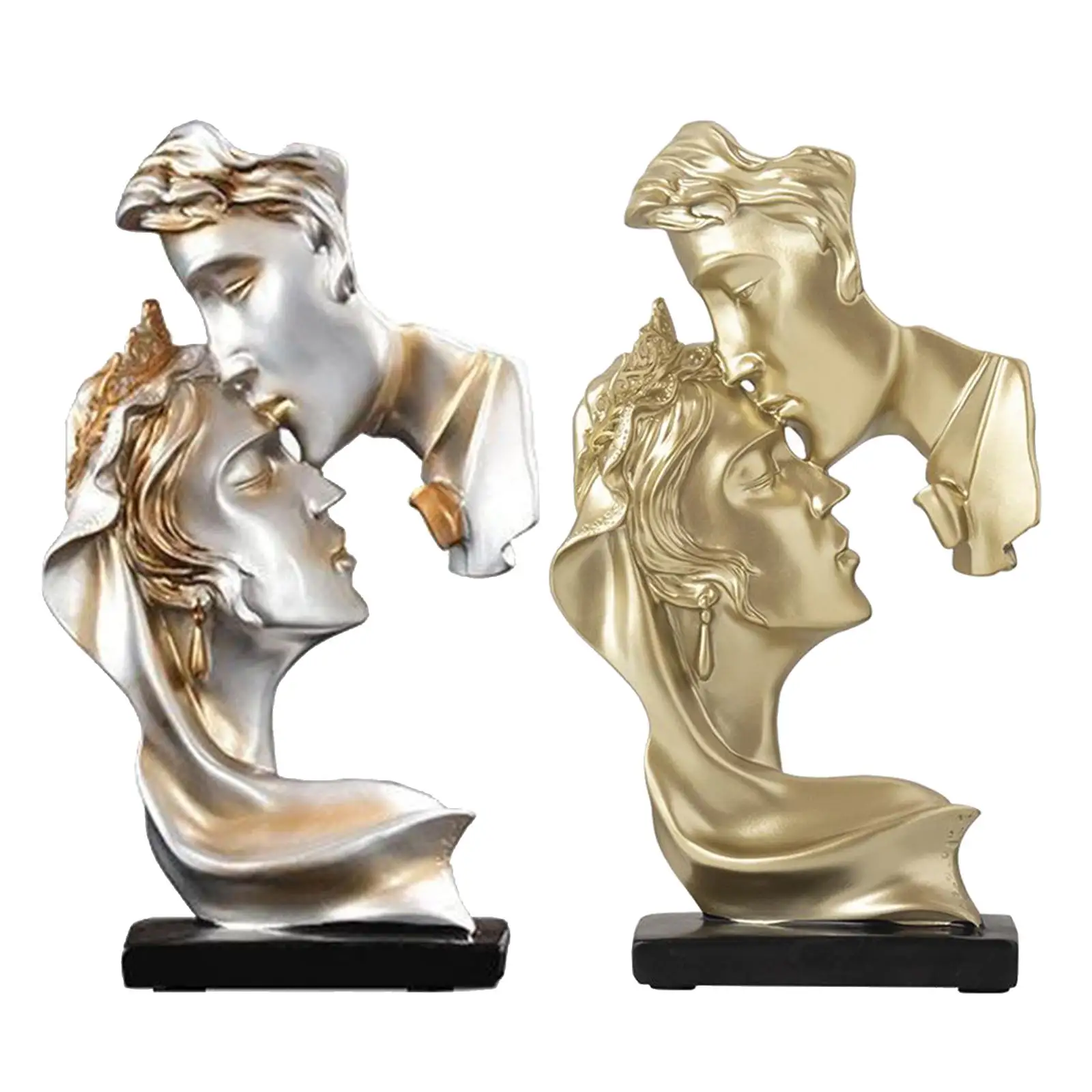 

Anniversary Wedding Party Gifts for Bedside Couples Resin Statue Miniature Figurines Bedroom Room Home Decor (Golden/Gray)