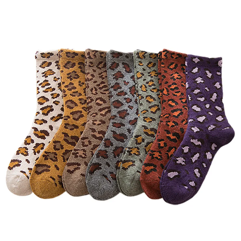 Новые леопардовые женские носки 2019 Зима Новая мода хлопок тренд удобные