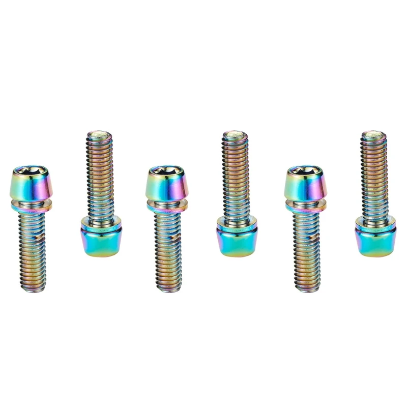 6pcs MTB Road Bike Stem Screws M5/M6 Bicycle Handlebar Titanium Plated Bolts with Washer Cycling Accessories | Спорт и развлечения