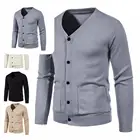 Повседневный вязаный кардиган, мужской свитер, облегающее мужское пальто, теплое зимнее пальто