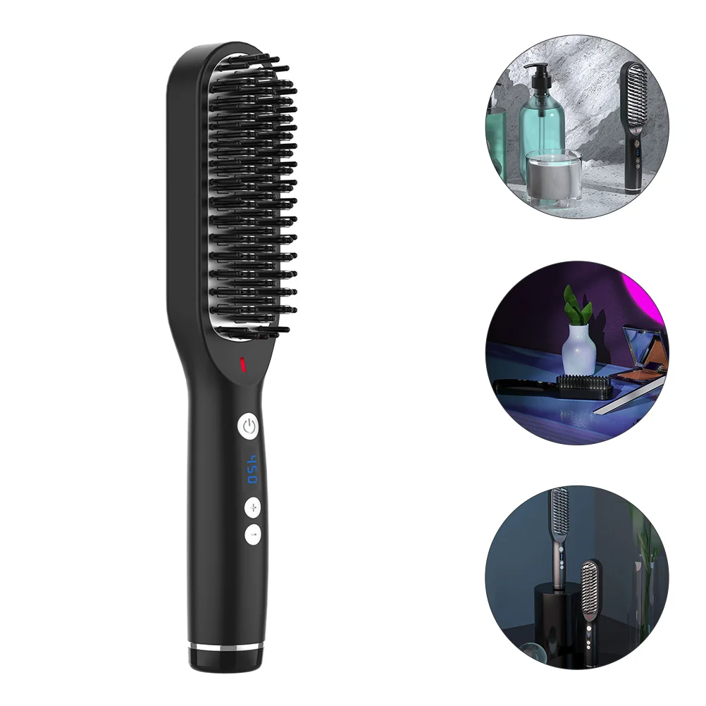 

Hair Straightener Brush Mustache Straightening Comb for Home Travel Plug