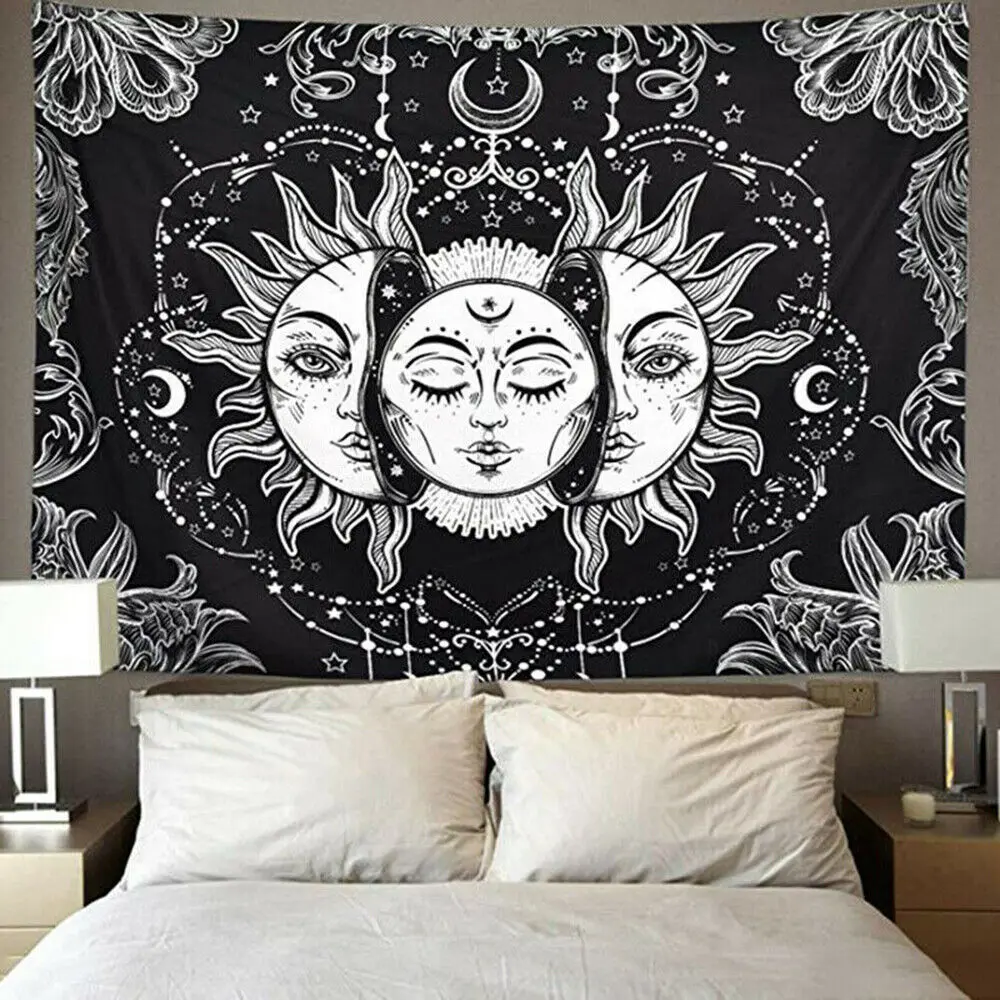 

Sun And Moon Tarot Psychedelic Tapestry Bohemian Hippie Wall Hanging Decor [3]