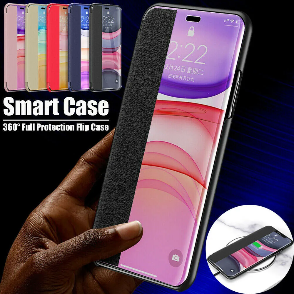 Для iPhone 11 Pro Max XS XR X 8 7 Plus откидной кожаный бумажник с прозрачным окном зеркальный