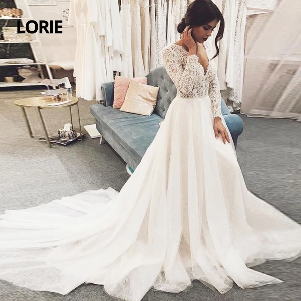 Винтажное бальное платье LORIE с V-образным вырезом кружевные свадебные платья