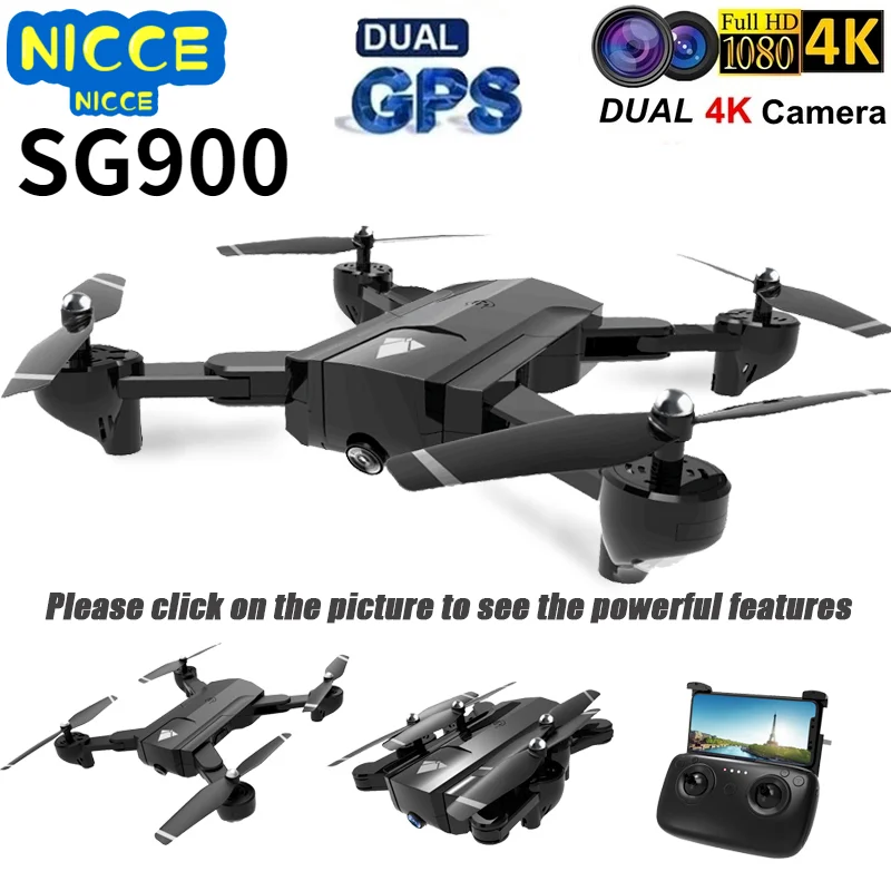 

Радиоуправляемый квадрокоптер Nicce SG900S, профессиональный Дрон с двойной камерой 4K HD, GPS, Wi-Fi, длительный срок службы батареи, игрушка для детей...