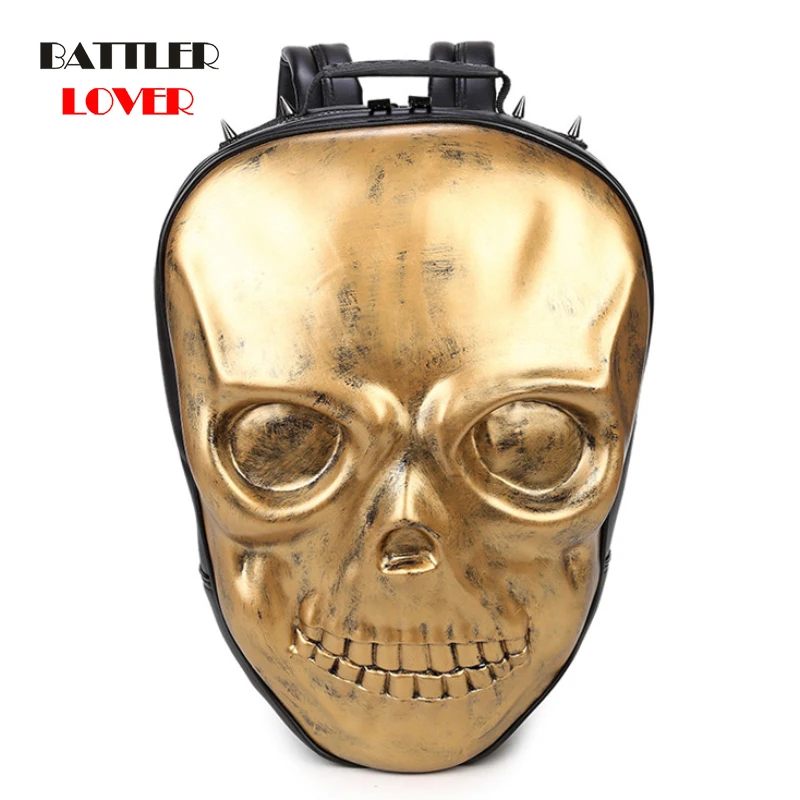

Personalized Street Cool Rock Men Backpack Grimace Pattern 3D Skull Backpack Funny Shoulders Bag Swisswin Package Purchasing