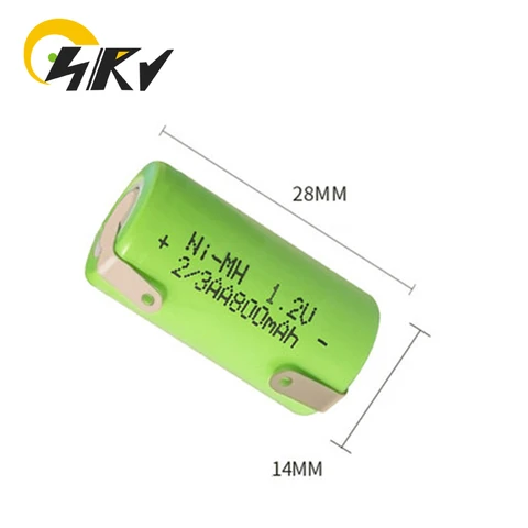 Перезаряжаемая батарея Ni-MH 2/3AA 1,2 в 800 мАч с никелевым листом для микротокового тонизирующего устройства для лица Nuface