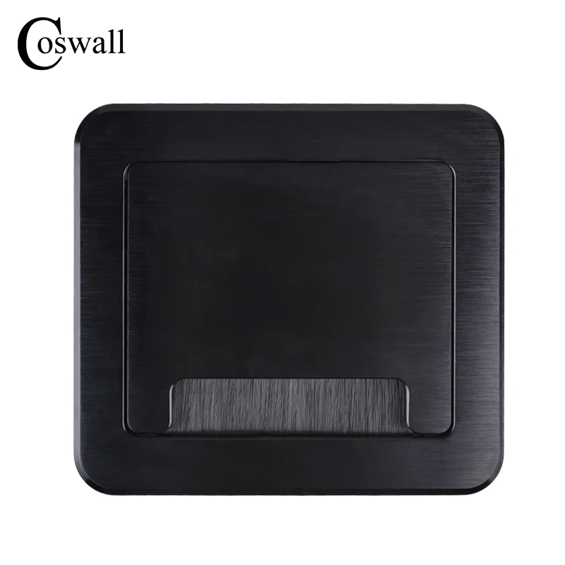 COSWALL Black Aluminum Metal Body Double EU Power Outlet Table Office Socket With Dustproof Brush Clamshell Cover | Обустройство дома