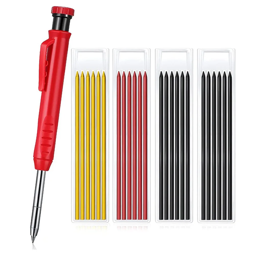 

Solid Carpenter Pencil Set With Built-in Sharpener Deep Hole Mechanical Pencil Deep Hole Mechanical Pencil Marker Marking Tool