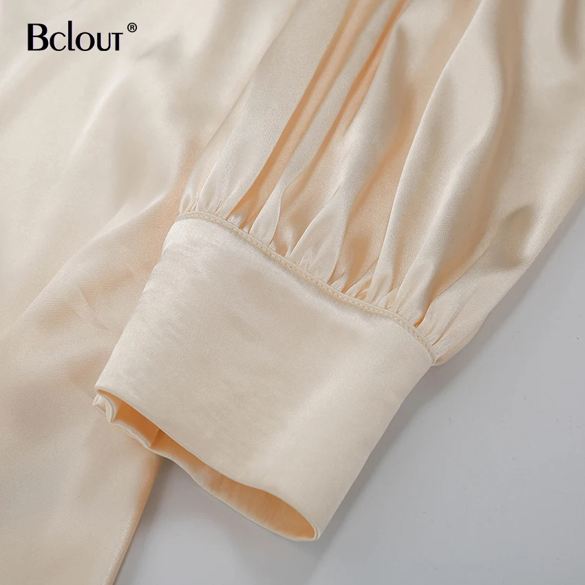 Bclut бежевое мини-платье с квадратным воротником женское элегантное шелковое