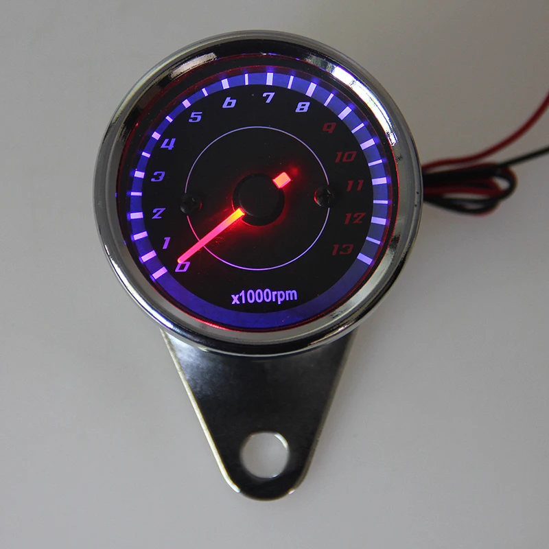 Мотокросса хром скутер мотоцикл Аналоговый тахометр датчик светодиодный