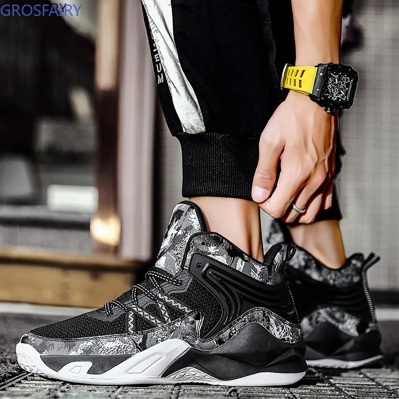 

New Men's Lightweight Basketball Shoes Breathable Non-slip Basketball Sneakers Men and Women Lace-up Sports Fitness Shoes