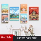 Самоклеящаяся картина, настенная наклейка, постеры для путешествий в городе, кайр, Мельбурн, Сингапур, Мексика, Агра, скандинавские картины, украшение для дома