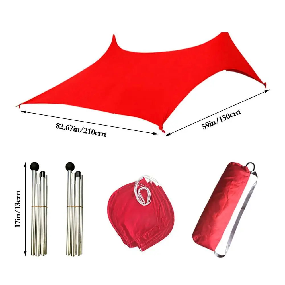 저렴한 가족 해변 양산 경량 차양 텐트 샌드백 앵커 4 무료 페그 UPF50 + UV 대형 휴대용 캐노피 드롭 배송