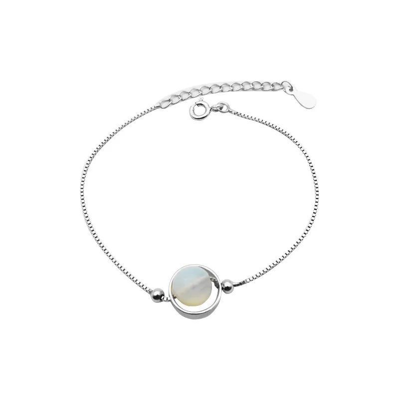 

Fengxiaoling Simple Student Bracelet Fine 925 Sterling Silver Round Opal Charm Bracelets For Women Silver 925 Jewelry Bracelet