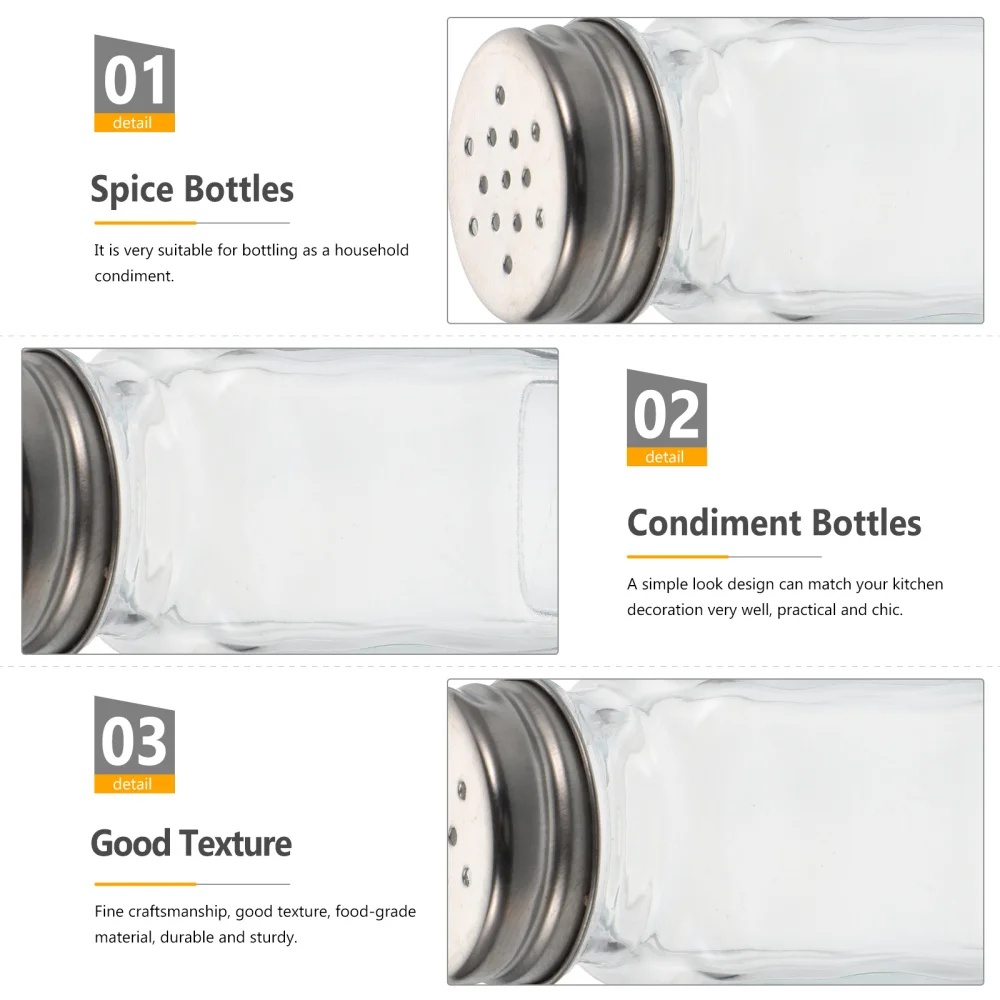 

10Pcs Creative Glass Spice Bottles Glass Seasoning Bottles Salt Spices Bottles