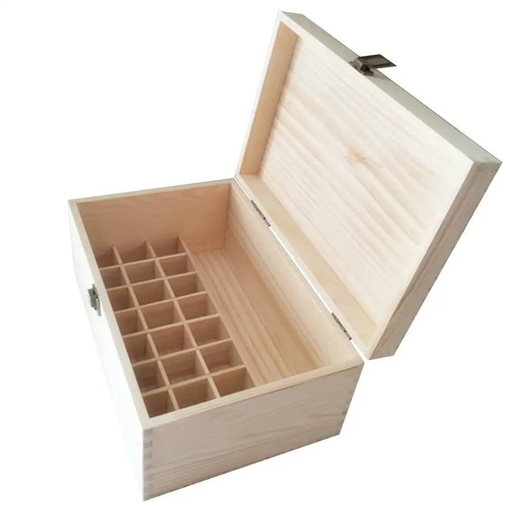 

Aromatherapy Organizer - Wooden Essential Oils Storage Box 25 Slots Bamboo Essential Oils Case For Travel Display Presentation